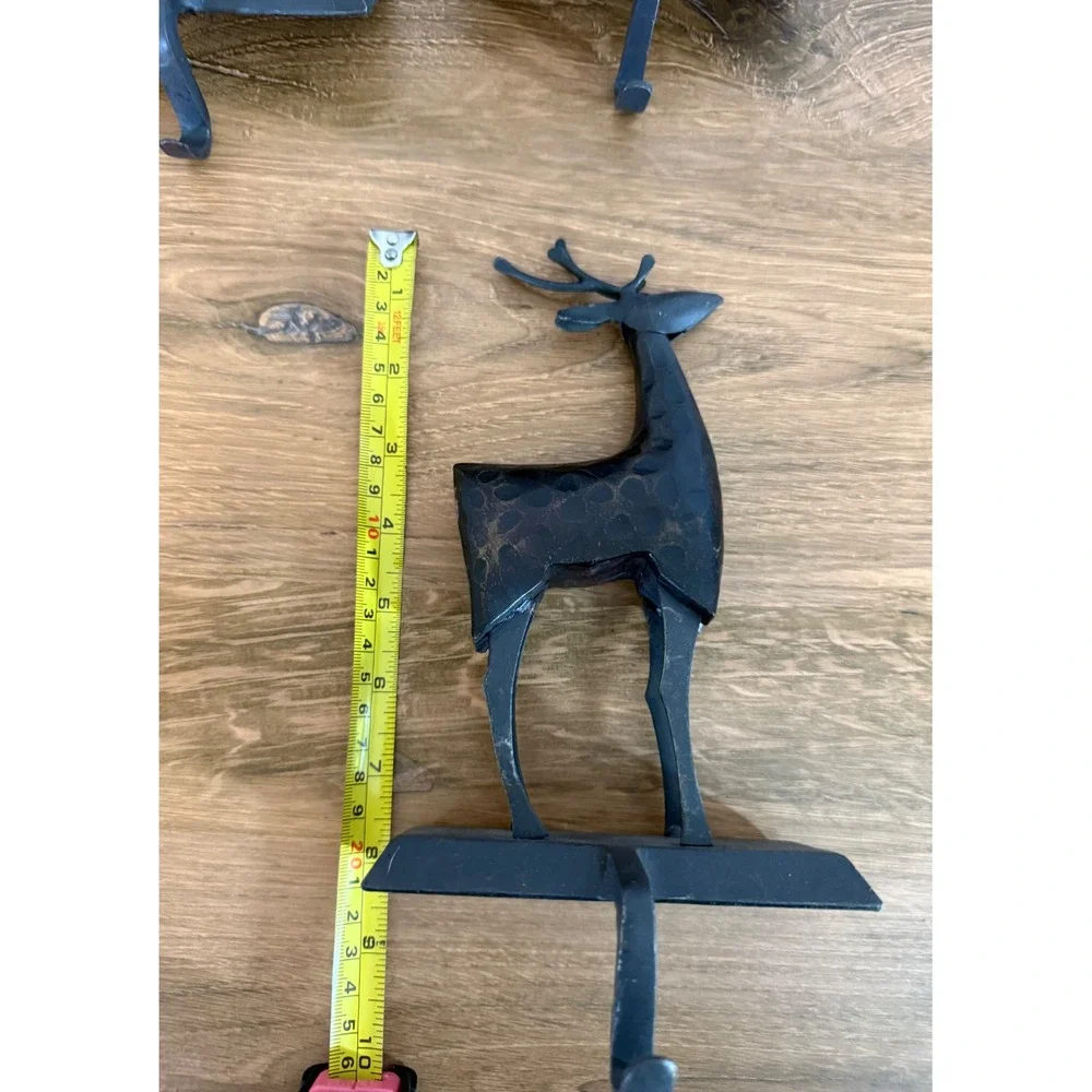 Pier 1 Metal Reindeer Stocking Holders Set of 3 Rustic Bronze Christmas Decor